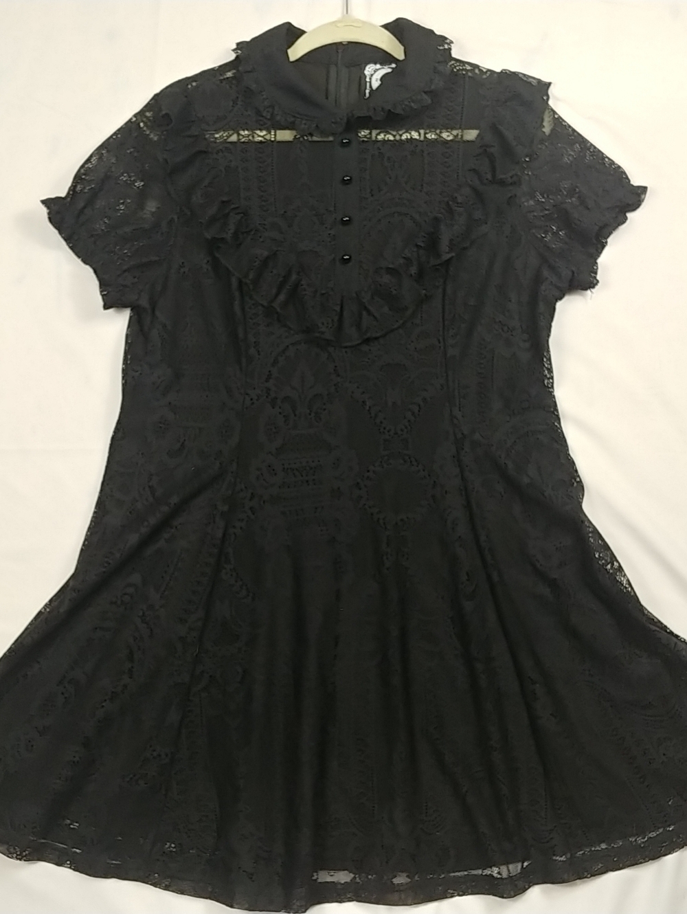Dolls Kill Victorian Lace Dress Women 3XL Black Short Sleeve Whismy Goth Dark